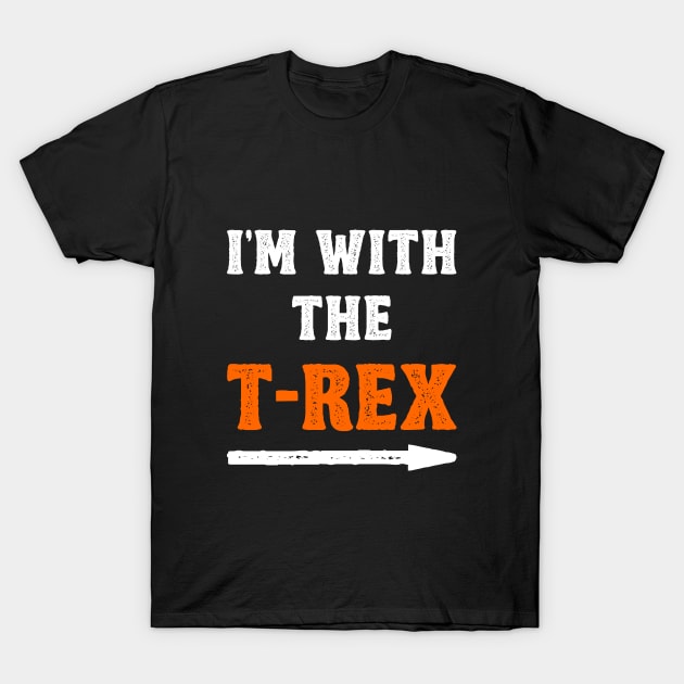 Funny Halloween I'm With The T-Rex Costume Couple T-Shirt by DLEVO